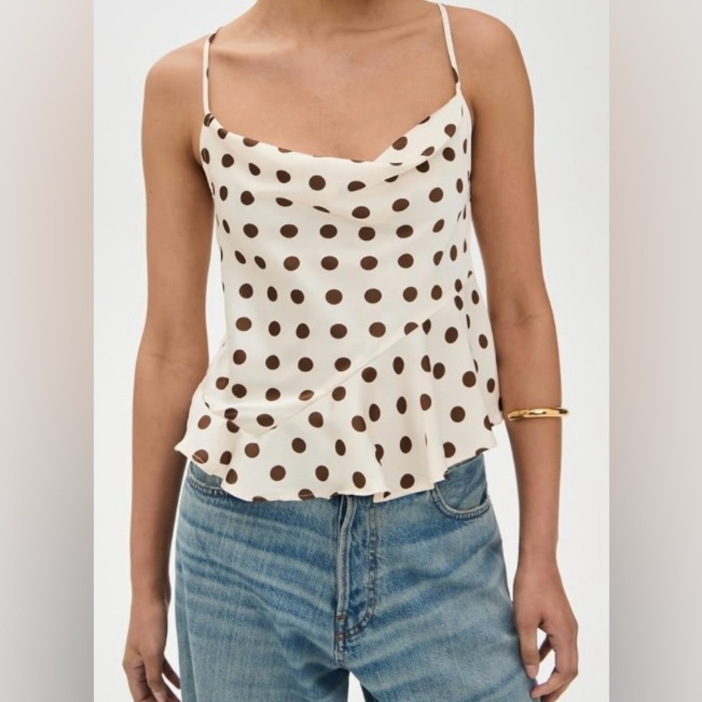 Commence Polka Dot  Cami Top in Cream and Olive size XL new